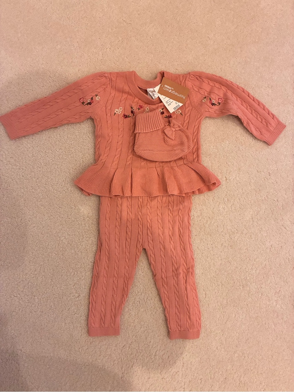 NWT Gymboree Peplum Cable Knit Baby Set with Booties